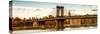 Panoramic Landscape - Manhattan Bridge with the Empire State Building at Sunset from Brooklyn-Philippe Hugonnard-Stretched Canvas