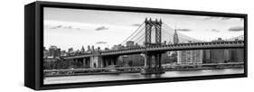 Panoramic Landscape - Manhattan Bridge with the Empire State Building from Brooklyn-Philippe Hugonnard-Framed Stretched Canvas