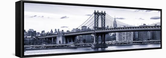 Panoramic Landscape - Manhattan Bridge with the Empire State Building from Brooklyn-Philippe Hugonnard-Framed Stretched Canvas