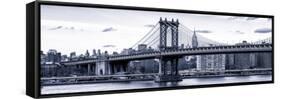 Panoramic Landscape - Manhattan Bridge with the Empire State Building from Brooklyn-Philippe Hugonnard-Framed Stretched Canvas