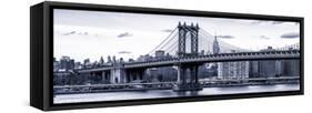 Panoramic Landscape - Manhattan Bridge with the Empire State Building from Brooklyn-Philippe Hugonnard-Framed Stretched Canvas