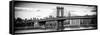 Panoramic Landscape - Manhattan Bridge with the Empire State Building from Brooklyn-Philippe Hugonnard-Framed Stretched Canvas