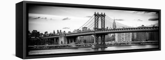 Panoramic Landscape - Manhattan Bridge with the Empire State Building from Brooklyn-Philippe Hugonnard-Framed Stretched Canvas