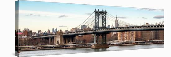 Panoramic Landscape - Manhattan Bridge with the Empire State Building from Brooklyn-Philippe Hugonnard-Stretched Canvas