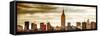 Panoramic Landscape View Manhattan with the Empire State Building at Sunset - New York-Philippe Hugonnard-Framed Stretched Canvas