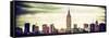 Panoramic Landscape View Manhattan with the Empire State Building - New York City-Philippe Hugonnard-Framed Stretched Canvas