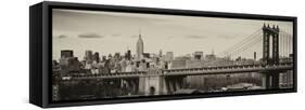 Panoramic Landscape View of Midtown NY with Manhattan Bridge and the Empire State Building-Philippe Hugonnard-Framed Stretched Canvas