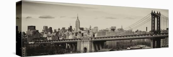 Panoramic Landscape View of Midtown NY with Manhattan Bridge and the Empire State Building-Philippe Hugonnard-Stretched Canvas