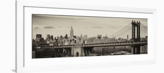 Panoramic Landscape View of Midtown NY with Manhattan Bridge and the Empire State Building-Philippe Hugonnard-Framed Photographic Print