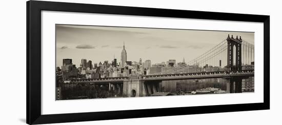 Panoramic Landscape View of Midtown NY with Manhattan Bridge and the Empire State Building-Philippe Hugonnard-Framed Photographic Print