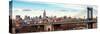 Panoramic Landscape View of Midtown NY with Manhattan Bridge and the Empire State Building-Philippe Hugonnard-Stretched Canvas