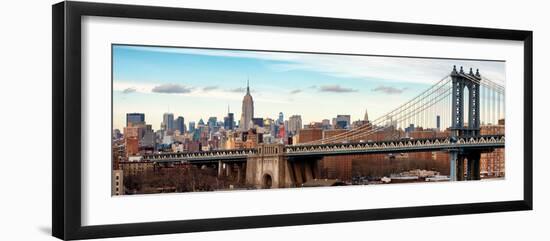 Panoramic Landscape View of Midtown NY with Manhattan Bridge and the Empire State Building-Philippe Hugonnard-Framed Photographic Print