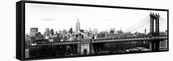 Panoramic Landscape View of Midtown NY with Manhattan Bridge and the Empire State Building-Philippe Hugonnard-Framed Stretched Canvas