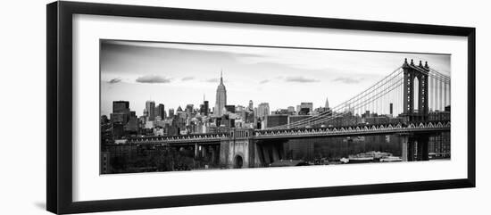 Panoramic Landscape View of Midtown NY with Manhattan Bridge and the Empire State Building-Philippe Hugonnard-Framed Photographic Print