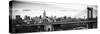 Panoramic Landscape View of Midtown NY with Manhattan Bridge and the Empire State Building-Philippe Hugonnard-Stretched Canvas