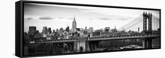 Panoramic Landscape View of Midtown NY with Manhattan Bridge and the Empire State Building-Philippe Hugonnard-Framed Stretched Canvas