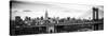 Panoramic Landscape View of Midtown NY with Manhattan Bridge and the Empire State Building-Philippe Hugonnard-Stretched Canvas