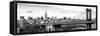 Panoramic Landscape View of Midtown NY with Manhattan Bridge and the Empire State Building-Philippe Hugonnard-Framed Stretched Canvas