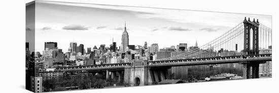 Panoramic Landscape View of Midtown NY with Manhattan Bridge and the Empire State Building-Philippe Hugonnard-Stretched Canvas