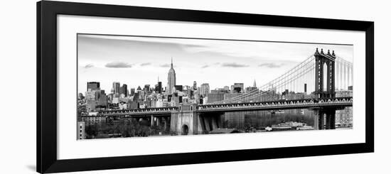 Panoramic Landscape View of Midtown NY with Manhattan Bridge and the Empire State Building-Philippe Hugonnard-Framed Photographic Print