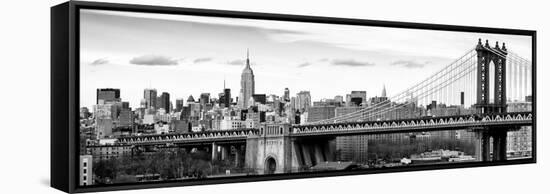 Panoramic Landscape View of Midtown NY with Manhattan Bridge and the Empire State Building-Philippe Hugonnard-Framed Stretched Canvas