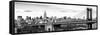 Panoramic Landscape View of Midtown NY with Manhattan Bridge and the Empire State Building-Philippe Hugonnard-Framed Stretched Canvas