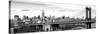 Panoramic Landscape View of Midtown NY with Manhattan Bridge and the Empire State Building-Philippe Hugonnard-Stretched Canvas