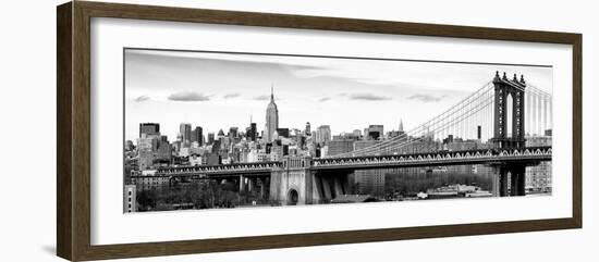 Panoramic Landscape View of Midtown NY with Manhattan Bridge and the Empire State Building-Philippe Hugonnard-Framed Photographic Print