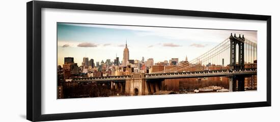 Panoramic Landscape View of Midtown NY with Manhattan Bridge and the Empire State Building-Philippe Hugonnard-Framed Photographic Print