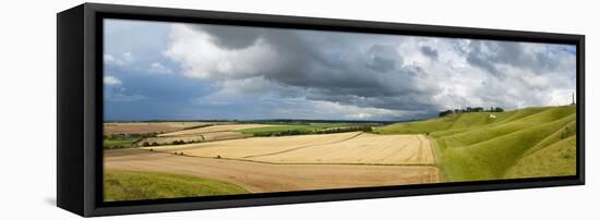 Panoramic Landscape View of the Cherhill Downs, Wiltshire, England, United Kingdom, Europe-Graham Lawrence-Framed Stretched Canvas