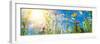 Panoramic Landscape with Flowers on Meadow at Springtime-filmfoto-Framed Photographic Print