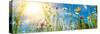 Panoramic Landscape with Flowers on Meadow at Springtime-filmfoto-Stretched Canvas