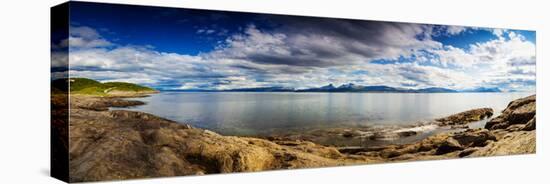 Panoramic Long Exposure Shot of A Norwegian Fjord-Lamarinx-Stretched Canvas