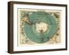 Panoramic Map of Antarctica - Anartica-Lantern Press-Framed Art Print