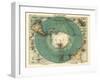 Panoramic Map of Antarctica - Anartica-Lantern Press-Framed Art Print