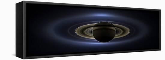 Panoramic Mosaic of the Saturn System Backlit by the Sun-null-Framed Stretched Canvas