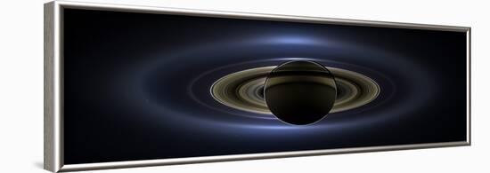 Panoramic Mosaic of the Saturn System Backlit by the Sun-null-Framed Photographic Print