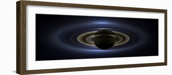 Panoramic Mosaic of the Saturn System Backlit by the Sun-null-Framed Photographic Print