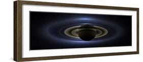 Panoramic Mosaic of the Saturn System Backlit by the Sun-null-Framed Photographic Print