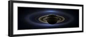 Panoramic Mosaic of the Saturn System Backlit by the Sun-null-Framed Photographic Print