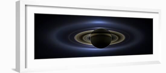 Panoramic Mosaic of the Saturn System Backlit by the Sun-null-Framed Photographic Print