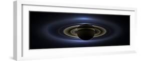 Panoramic Mosaic of the Saturn System Backlit by the Sun-null-Framed Photographic Print