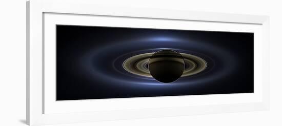 Panoramic Mosaic of the Saturn System Backlit by the Sun-null-Framed Photographic Print