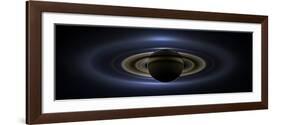 Panoramic Mosaic of the Saturn System Backlit by the Sun-null-Framed Photographic Print