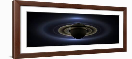 Panoramic Mosaic of the Saturn System Backlit by the Sun-null-Framed Photographic Print