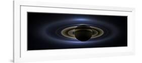 Panoramic Mosaic of the Saturn System Backlit by the Sun-null-Framed Photographic Print