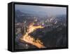 Panoramic Night View of the City, Sarajevo, Bosnia, Bosnia-Herzegovina, Europe-Christian Kober-Framed Stretched Canvas