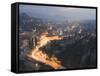 Panoramic Night View of the City, Sarajevo, Bosnia, Bosnia-Herzegovina, Europe-Christian Kober-Framed Stretched Canvas