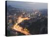 Panoramic Night View of the City, Sarajevo, Bosnia, Bosnia-Herzegovina, Europe-Christian Kober-Stretched Canvas