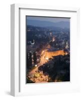 Panoramic Night View of the City, Sarajevo, Bosnia, Bosnia-Herzegovina, Europe-Christian Kober-Framed Photographic Print